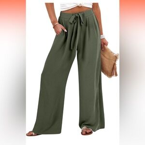 Women's Olive Green Wide-Leg Pants